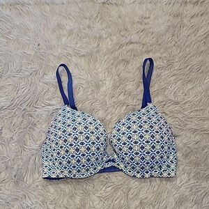 Victoria secret perfect shape womens blue, white and yellow pattern bra
